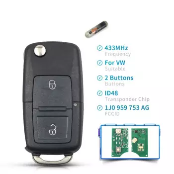 KEYYOU HLO 1J0 959 753 AG Автомобильный Дистанционный ключ для VW SKODA Fabia Superb Octavia 1J0959753AG/5FA008399-00 753AG 2000 - 2008