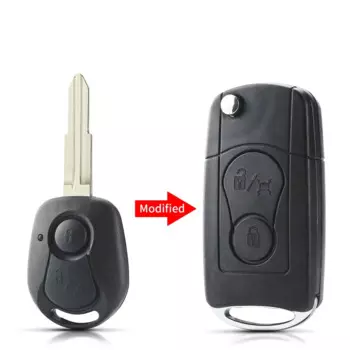 KEYYOU модифицированный раскладной чехол для дистанционного ключа от машины с 2 кнопками для Ssangyong Actyon SUV Kyron