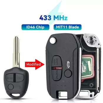 KEYYOU модифицированный складной Автомобильный Дистанционный ключ для Mitsubishi Outlander Pajero Triton ASX Lancer Shogun MIT8 MIT11 Blade 433 МГц