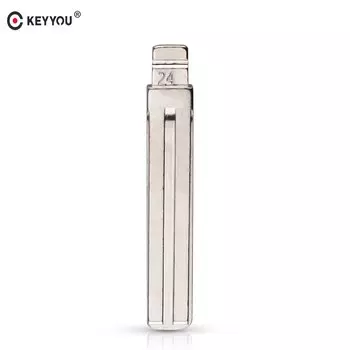 KEYYOU Неразрезанный номер. 24-металлический сменный пустой автомобильный ключ KD-X2/KD900, дистанционный ключ NE66, лезвие с галочками для Volvo S80