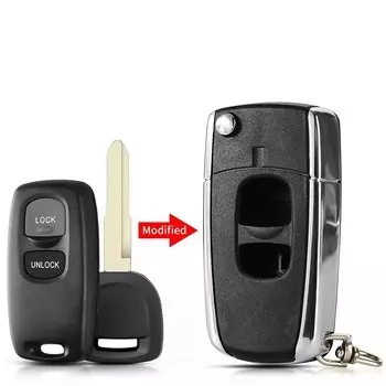 KEYYOU Новая обновленная версия 2 кнопочный автомобильный пульт дистанционного управления без ключа корпус для Mazda 2 3 6 323 626 брелок управления
