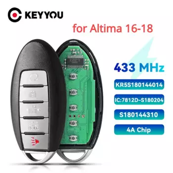 KEYYOU S180144310 дистанционный Автомобильный ключ 433 МГц 4A PCF7953M для NISSAN Altima Teana Maxima 2016-2018 KR5S180144014 Бесключевой