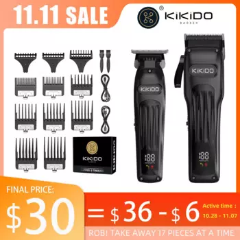 KIKIDO 2 шт./компл., электрическая машинка для стрижки волос, профессиональный триммер для волос, регулируемый парикмахерский перезаряжаемый станок для стрижки волос для мужчин 2 в 1