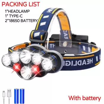 КИКУНЕ налобный фонарь 8 режимов белый свет 2000 люмен