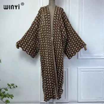 Кимоно WINYI Africa женское длинное, Модный ажурный джинсовый пуховик, накидка на купальник, ковбойский кардиган для создания старой дырки