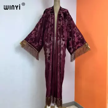Кимоно WINYI, прозрачный пикантный кардиган, накидка на бикини, праздничный пляжный купальник макси, вечернее платье, модный кафтан