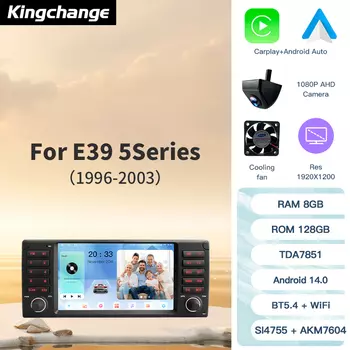 Kingchange Android 14 8 "2 Din автомобильный радиоприемник мультимедиа для BMW 5 E39 1995-2003 E53 X5 M5 GPS авторадио CarPlay Auto Wifi DSP