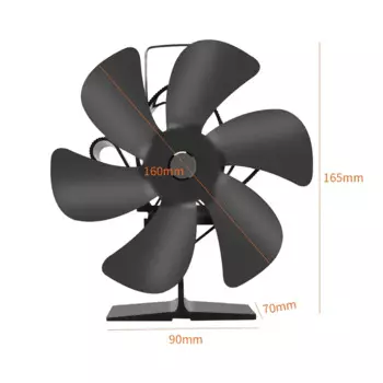 KingHui 6-лопастной печной вентилятор черный