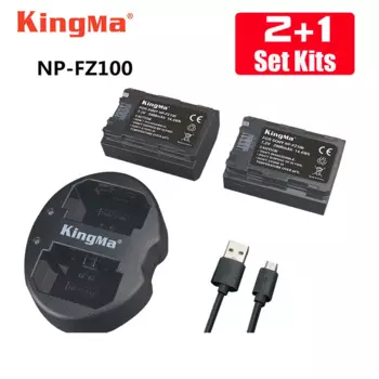 KingMa 2 шт. NP-FZ100 аккумулятор + np fz100 двойное зарядное устройство для SONY ILCE-9 A7m3 a7r3 A9 7RM3 BC-QZ1 micro single camera