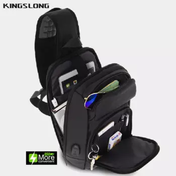 KINGSLONG мужской рюкзак на одно плечо, водонепроницаемый, спортивный, дорожный, многофункциональный, нагрудная сумка с USB-портом, 13,78 дюйма