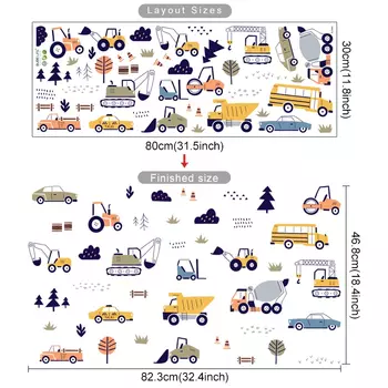 Мультяшные милые ручные рисунки автомобили грузовой грузовик акварельные наклейки на стену для детской комнаты наклейки на стены игровая комната детский сад детская