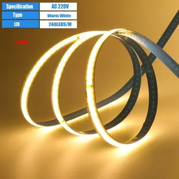 KISUFU COB светодиодная лента 220В 8мм