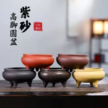 Китай, Yixing, Фиолетовый Глиняный цветочный горшок, высокий круглый горшок, молитвенный горшок, суккуленты, зеленые растения, настольный Ландшафтный горшок
