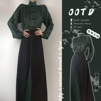 Китайская древняя династия песни, женское улучшенное платье ханьфу династии песни с длинными рукавами, женское платье