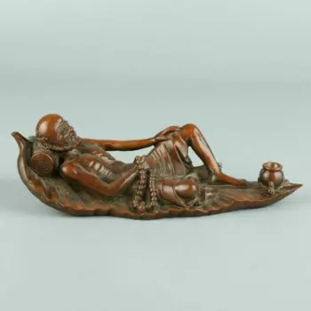 Китайская Изысканная Статуэтка из бокса ручной резьбы Luohan