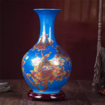 Китайская керамическая ваза Jingdezhen жёлтая