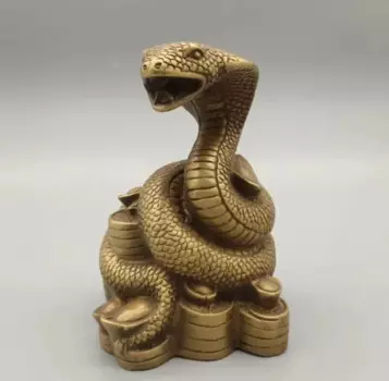Китайская латунная статуя зодиакальной змеи