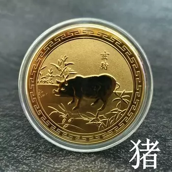 Китайская позолоченная монета фэн-шуй с 12 знаками зодиака