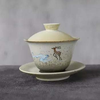 Китайские чайные наборы LUWU керамический гайвань teacup deer, посуда для напитков 150 мл