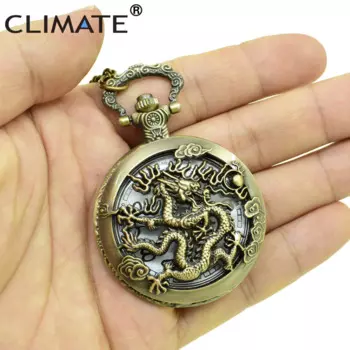 Китайские карманные часы с драконом в винтажном стиле ретро мужские часы с драконом карманные тисненые круглые кварцевые часы арабские наручные часы с цепочкой