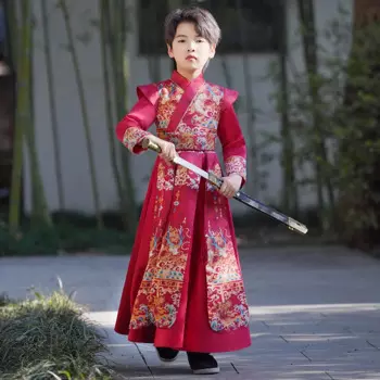 Китайские старые дети Hanfu для мальчиков, школьная ранняя детская одежда для мастеров, косплей воина меча