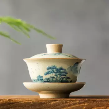 Китайский чайный сервиз Turee Gaiwan, винтажный керамический чайный сервиз с ручной росписью, фарфоровый чайный сервиз ручной работы из костяного фарфора, чайный набор кунг-фу, чаша