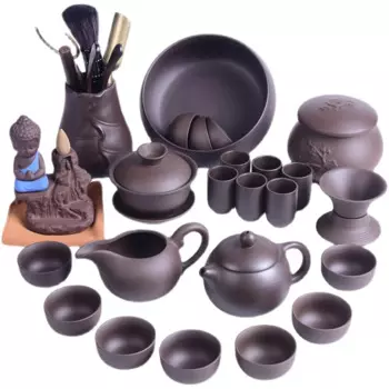 Китайский чайный сервиз yixing zisha, полный чайный сервиз Кунг-фу, чайный сервиз из настоящей исинской глины, Фиолетовый Глиняный Чайник, зернистая чашка, кувшин