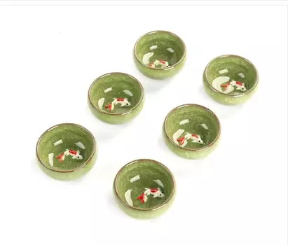 Китайский фарфоровый чайный набор "Золотые рыбки", 6 предметов