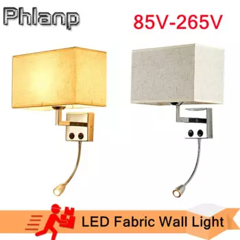 Китайский коридор, прикроватная лампа, светодиодный настенный светильник, скандинавский светильник для спальни, тканевый светильник для чтения, светодиодный настенный светильник для отеля, комнаты