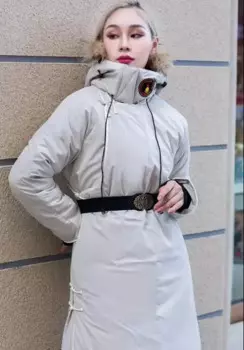 Китайский монгольский пуховик, длинный халат с капюшоном, зимнее пальто, верхняя одежда в этническом стиле