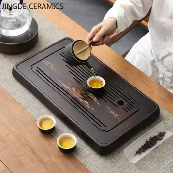 Китайский Натуральный Бамбуковый поднос для чая, дренажные подносы для хранения воды, традиционные принадлежности для чайного набора, бытовая чайная доска для влажного и сухого использования