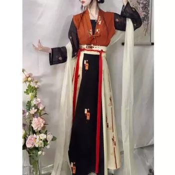 Китайское платье Hanfu, женское карнавальное Яркое Красное, черное, зеленое, традиционное семейное платье