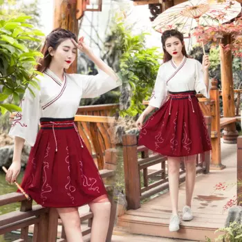 Китайское традиционное красное платье ханьфу с вышивкой, китайский стиль, халат для народных танцев, косплей, Национальный костюм, кимоно, костюм