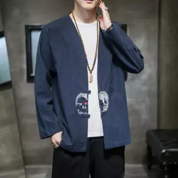 Китайское традиционное платье, вышитый кардиган, раньше, Мужская одежда, весна-осень, повседневный костюм Тан, пальто тайчи, топы