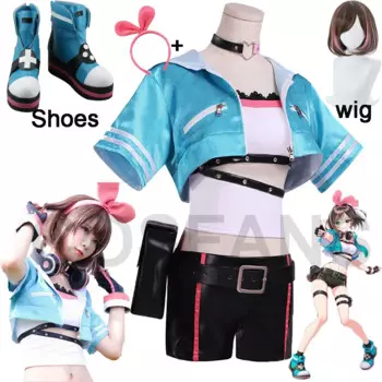 Kizuna AI A.I.Channel Youtuber/топы, пальто, шорты, униформа, костюмы для костюмированной вечеринки, костюм на Хэллоуин, парик и обувь
