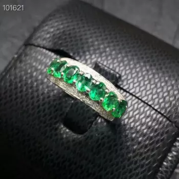 KJEAXCMY boutique jewelry 925 Чистое серебро инкрустированное кольцо с натуральным изумрудом Поддержка обнаружения