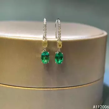 KJJEAXCMY 925 пробы серебряные серьги с натуральным изумрудом