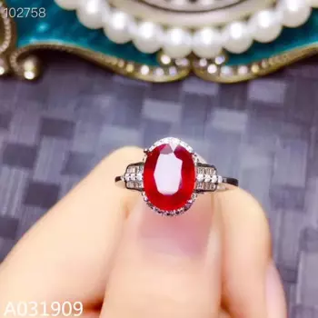 KJJEAXCMY бутик ювелирных изделий женское кольцо из натурального рубина с серебряной вставкой