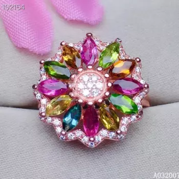 KJJEAXCMY изящное ювелирное изделие, инкрустированное серебряное кольцо из натурального турмалина, новое женское изящное кольцо, Трендовое кольцо с опорой