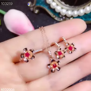 KJJEAXCMY ювелирные изделия из стерлингового серебра 925 пробы, серьги с натуральным Рубином, кольцо, кулон, ожерелье, Модный женский костюм, поддержка тестирования