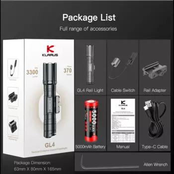 Klarus GL4 3300 люмен тактический фонарик
