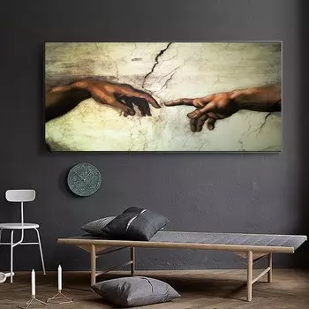 Классическая картина на холсте "Создание Адама", SELFLESSLY ART