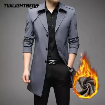 Классическая мужская ветровка с хлопковой подкладкой, утепленный деловой Повседневный тренчкот, зимняя куртка, Мужская одежда, верхняя одежда A2F8908H