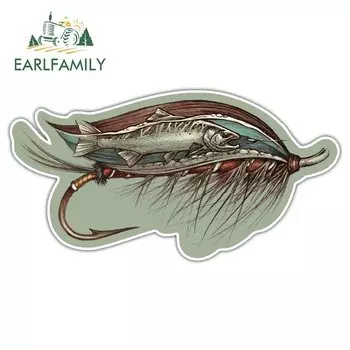 Классическая переводная картинка EARLFAMILY в виде мушек для рыбалки, Каяка, окна, ящика для инструментов