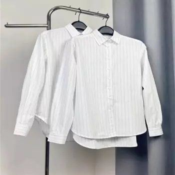 Классическая свободная и универсальная женская рубашка из хлопкового поплина с длинным рукавом