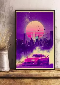 Классические автомобильные плакаты snapseed, крафт-бумага