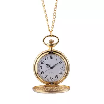 Классические большие карманные часы, модные золотистые модные трендовые наручные часы с длинной цепочкой, Легко читаемые цифровые часы