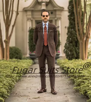 Классические винно-красные деловые мужские костюмы Slim Fit с зубчатыми лацканами, свадебные смокинги для жениха, комплекты из 2 предметов, элегантные мужские пиджаки, костюм Homme