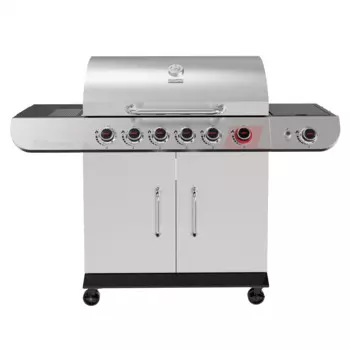 Классический 6-конфорный газовый гриль 71000-BTU LP с горелкой Sear и боковой горелкой, система электронного зажигания из нержавеющей стали