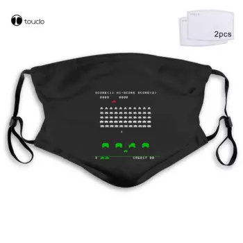 Классический скриншот Space Invaders в стиле 80-х годов, аркадная игра Nerd Geek вечерние, брендовая маска с фильтром, карманная ткань, многоразовая, моющаяся